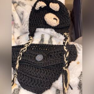 Handmade Crochet Bear Hat & Diaper Cover Set for Infants 1-4 Months